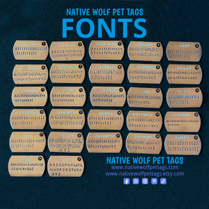 Native Wolf Pet Tags Font Selection