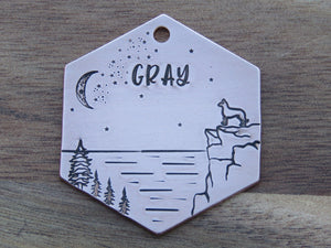 Native Wolf Pet Tags GRAY