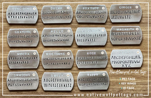 Native Wolf Pet Tags Font Selection