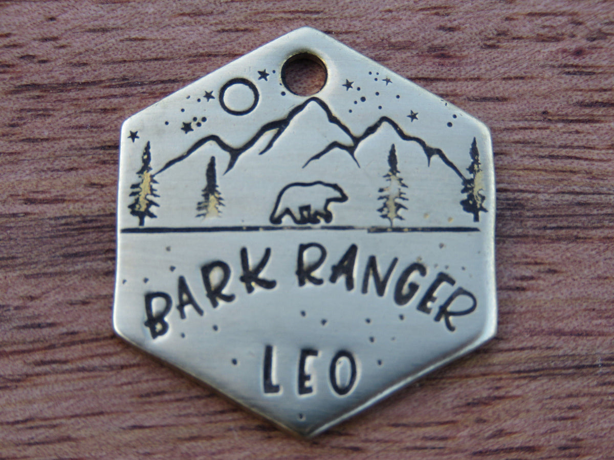 Native Wolf Pet Tags BARK RANGER LEO