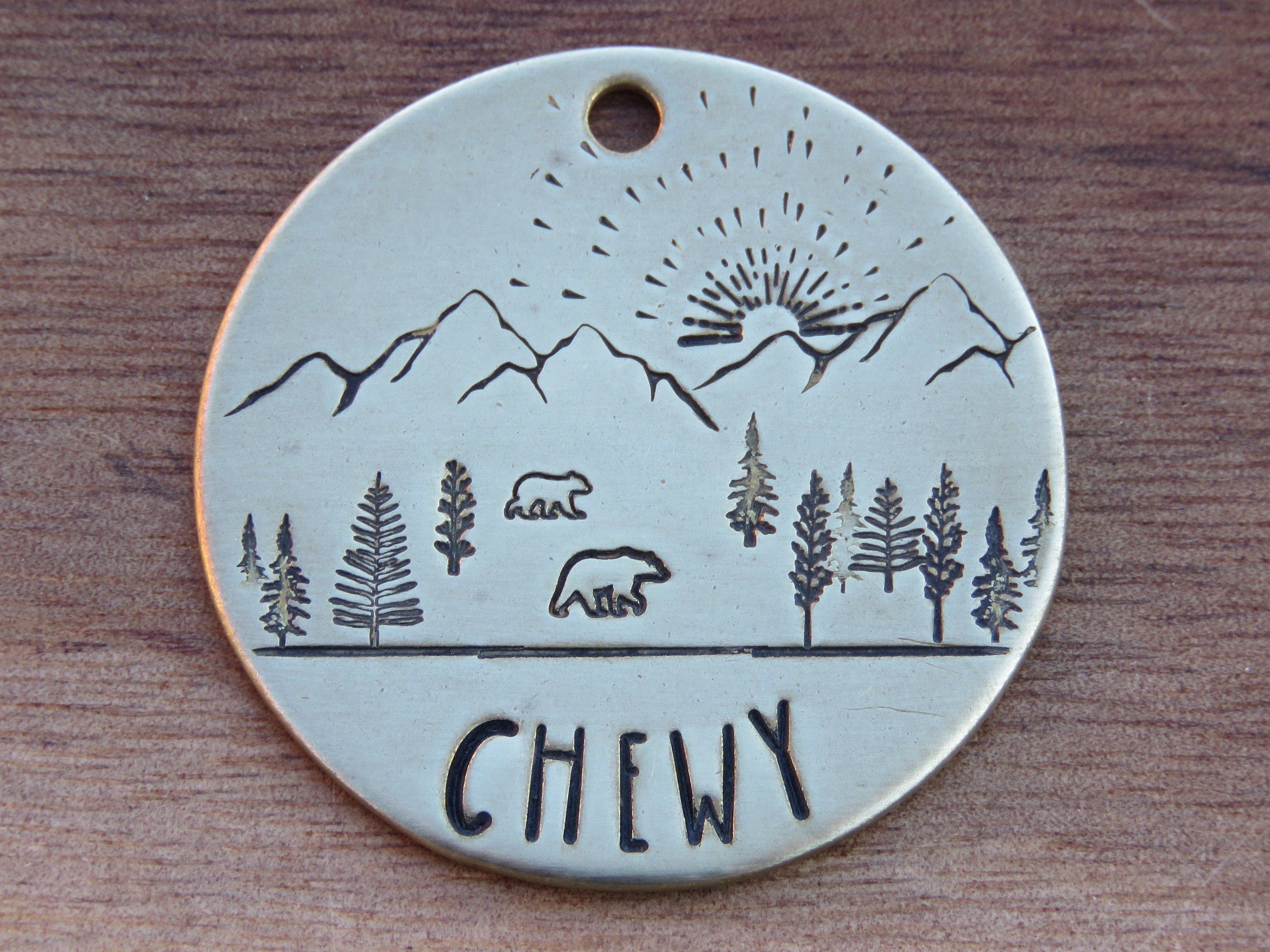 Buddy bear themed Pet Dog Collar Tag Personalised metal pet dog collar tag Native Wolf Tags