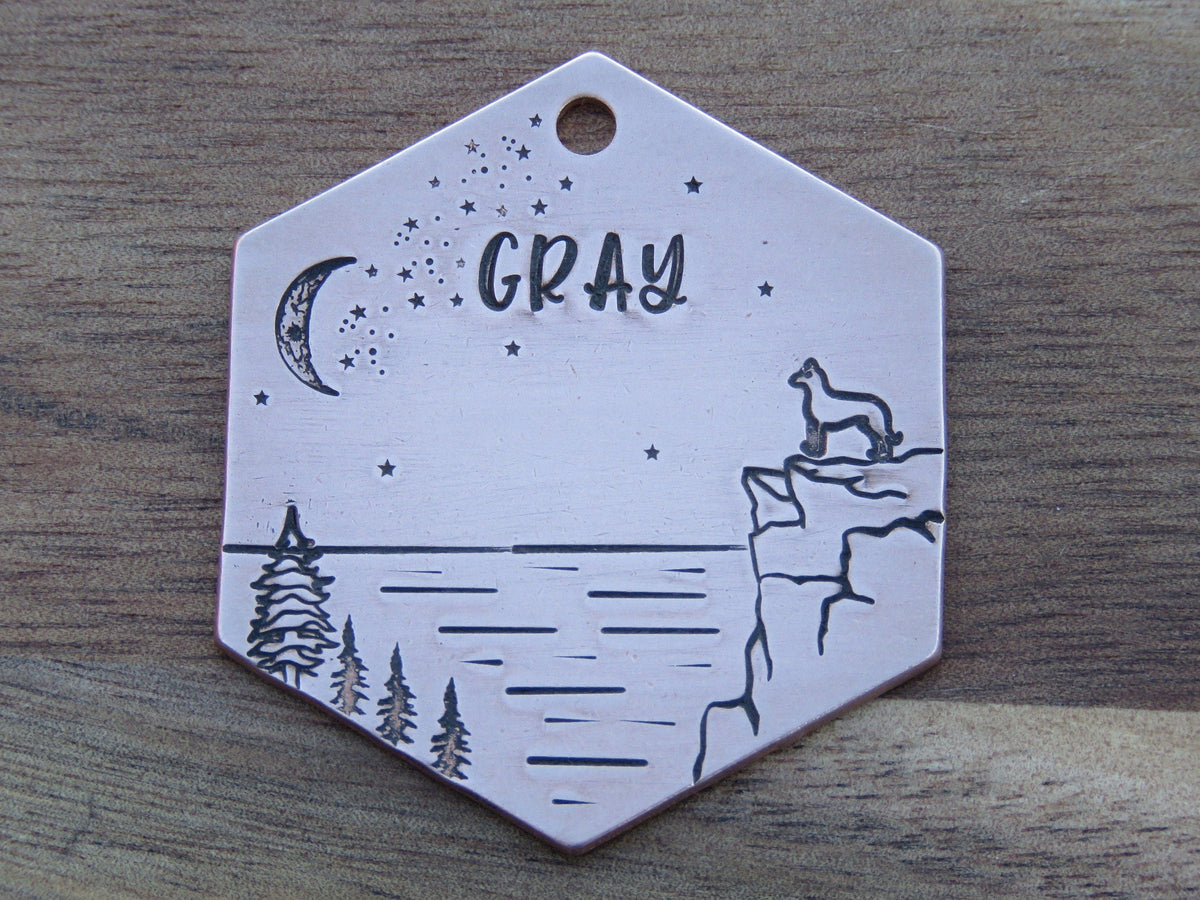 Native Wolf Pet Tags GRAY