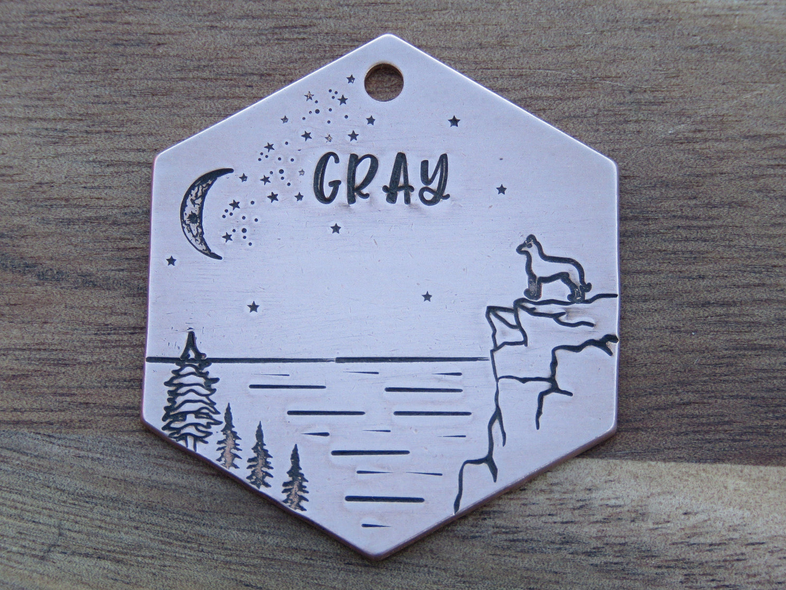 Native Wolf Pet Tags GRAY