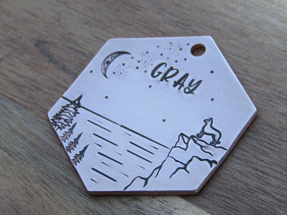 Native Wolf Pet Tags GRAY