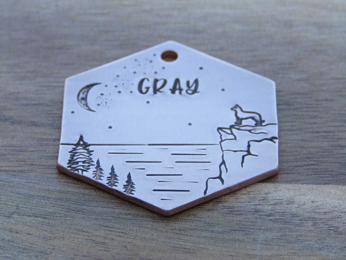 Native Wolf Pet Tags GRAY