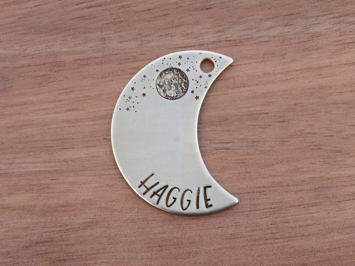 Crescent moon dog tag on sale