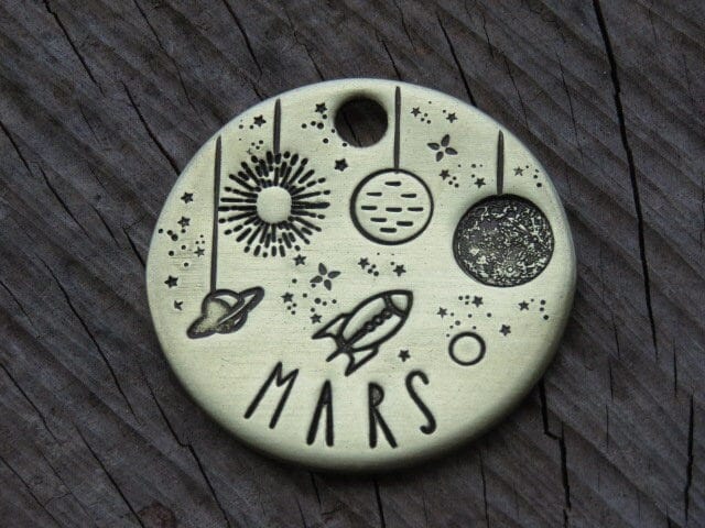 Mars Rover Tags Mars outer space planet themed Pet Dog Collar Tag - Personalised metal ...