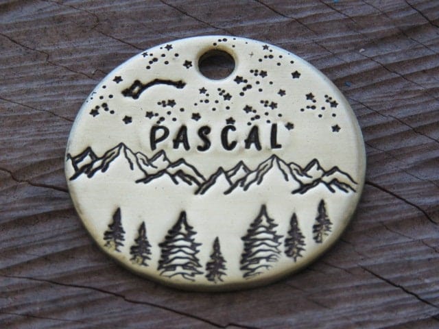 Pascal mountain and nature themed Pet Dog Collar Tag - Personalised ...