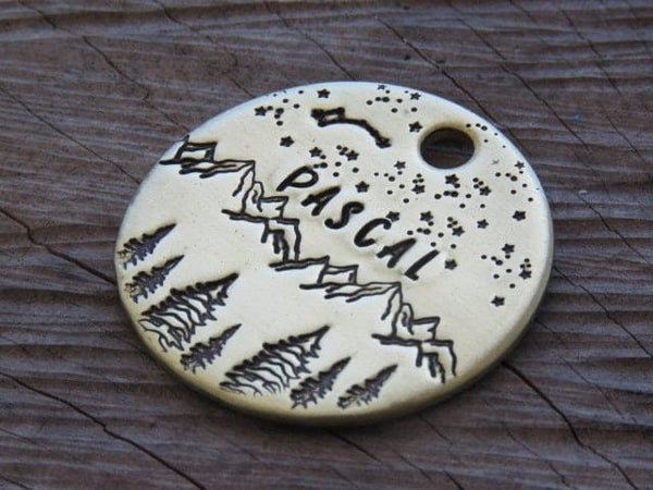 Pascal mountain and nature themed Pet Dog Collar Tag - Personalised ...