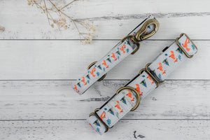 Outside Martingale Dog Collar and Leash Set - Fox Pattern